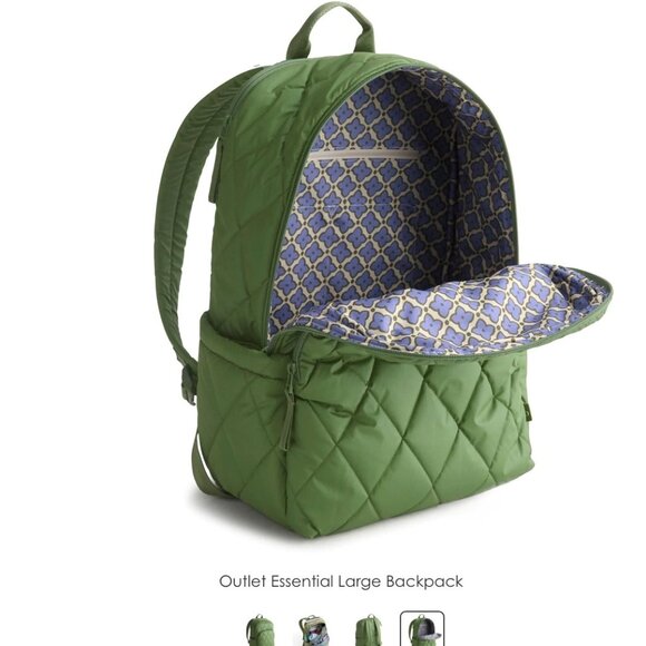 Vera Bradley Essential Lg Backpack & Accessories (Pearlized Cedar Green) - Picture 4 of 8